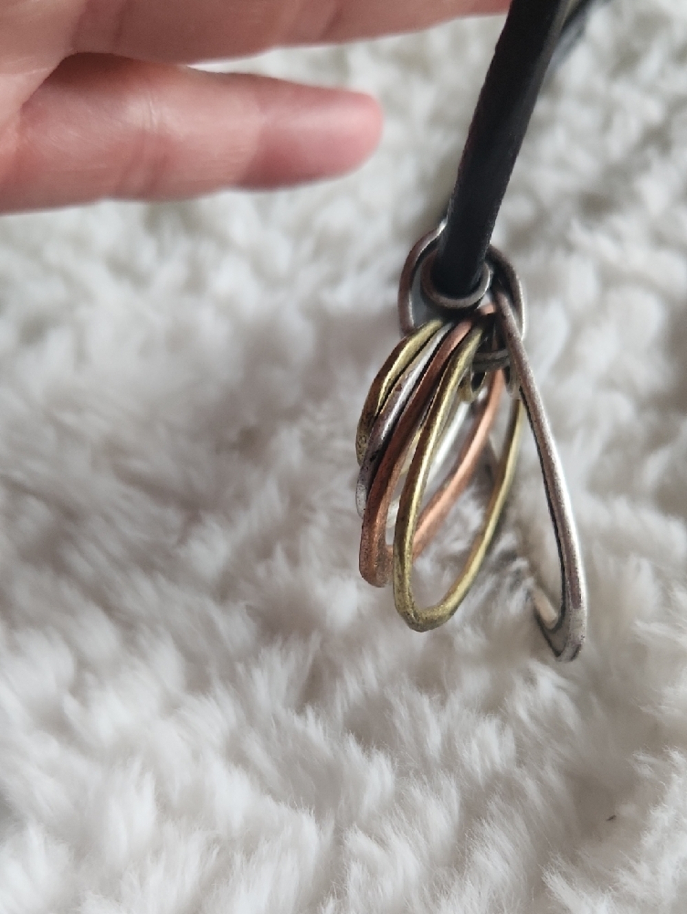 VCLM Multitone Layered Pendant Necklace in Gold, Silver, Rose Abstract Boho Vibe - Picture 10 of 10